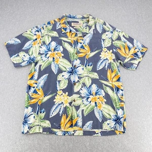 Tommy Bahama Shirt Men's Large Tropical Floral Print Classic Hawaiian Button Up - Picture 1 of 8