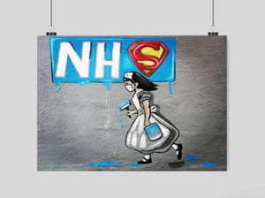 BANKSY STYLE NHS NURSE POSTER PRINT GRAFFITI STREET WALL ART NHS A3 A4 SIZE - Picture 1 of 1