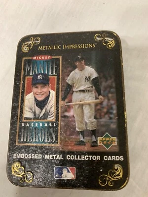 1995 Cubierta superior impresiones metálicas Mickey Mantle héroes de béisbol tarjetas de metal Foto 1 de 4