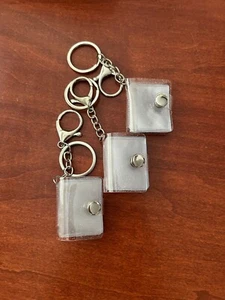 3 Mini GLITTER Photo Album Keychains Holds 16 photos  Makes Great Group Gift - Picture 1 of 4