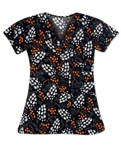 NWT Women's Small Boo Buds Halloween Print I Love Scrubs Scrub Top - Picture 1 of 1