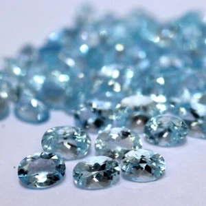 Natural Aquamarine Oval Faceted Cut Loose Calibrated Gemstone Ready for Jewelry - Picture 1 of 15