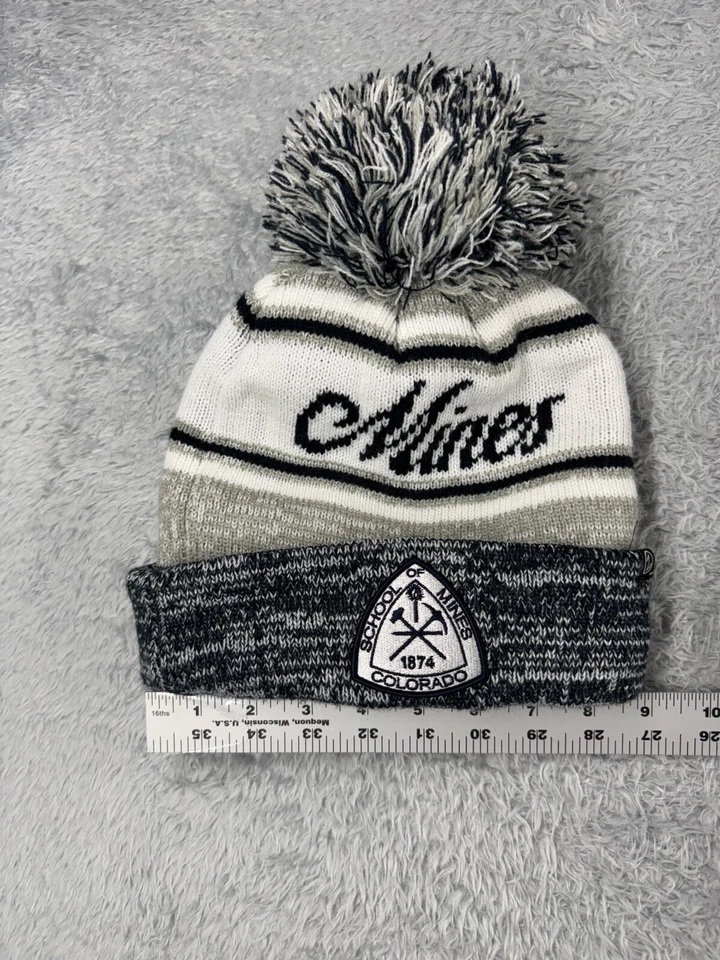 Gorro School Of Mines Toque Adulto Tamanho Único Cinza Branco Pom Colorado Carvão Zephyr - Imagem 1 de 4