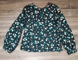 Old Navy Long-sleeve Ruffle Floral Top For Girls, Sz. M(8) Green. NWT - Picture 1 of 6
