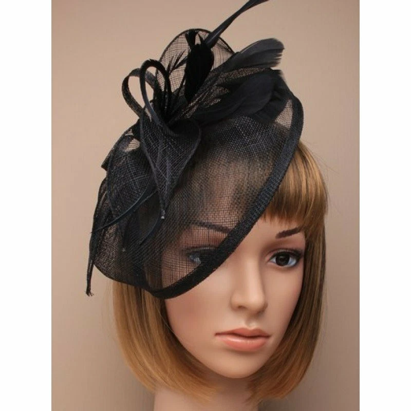 Black Headband Aliceband Hat Fascinator Weddings Ladies Day Race Royal Ascot  - Image 1 of 1