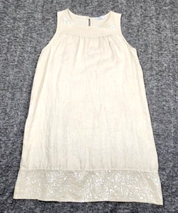 Blu Orchid Mini Dress Womans Medium Linen Top Shift Sequin Gauze Cottage Italian - Picture 1 of 18