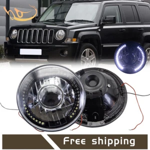 Par de faros proyectores LED halo blancos redondos de 7" para Jeep Patriot 2008-2016 - Imagen 1 de 9