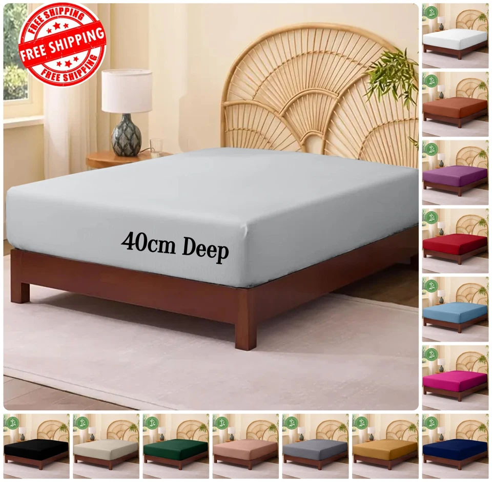 Sábana Ajustable King Size 16" Funda Colchón Extra Profunda Sábanas con Elástico Foto 1 de 1