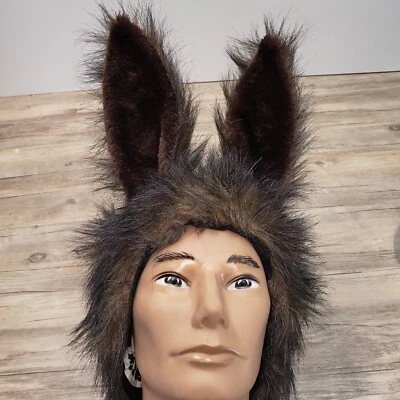 Elope Alice in Wonderland Costume Cosplay Ears Hat Brown Rabbit Hare Faux Fur - Image 1 of 4