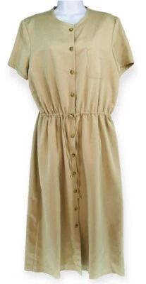 Vestido para mujer Orvis talla 14 tostado despreocupado con botones maxi modesto largo prarie Foto 1 de 4