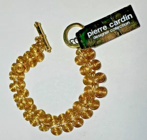 NEW Pierre Cardin Handmade Wire Swirl Link Gold tone 8" Vintage Bracelet - Picture 1 of 6