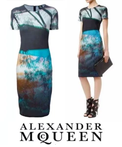 MCQ by Alexander McQueen Nature Print Stretch Night Out Bodycon Dress sz XS $790 - Picture 1 of 16