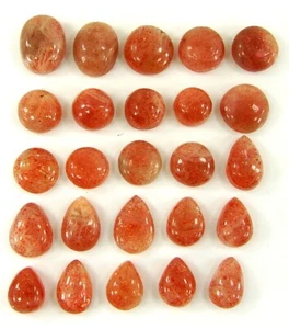 66.40 Ct Natural Sunstone Loose Gemstone 8-12 mm Cabochon Stone 25 Pcs Lot- 2286 - Picture 1 of 2