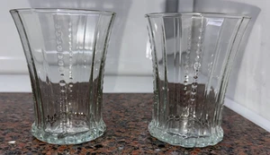 Pier 1 Kara Bubble Glass Beaded Foot Double Old Fashioned Glass MCM 2 in set - Picture 1 of 5