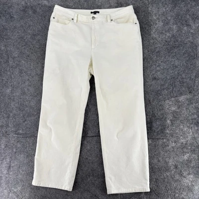 Pantalones para mujer Eileen FIsher 14 pana marfil tiro medio pierna recta Foto 1 de 4