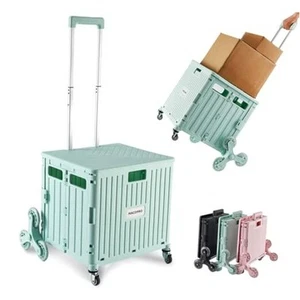 Foldable Utility Cart with Stair Climbing Wheels, Collapsible Rolling Green - Picture 1 of 7