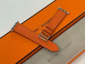 Hermes Apple Watch Band Skórzany pasek Pomarańczowy Double Tour 49mm 46mm 45mm 44mm - Zdjęcie 1 z 10