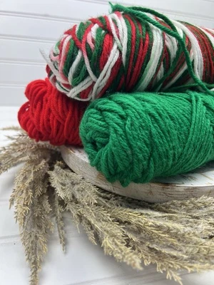 Grab Bag Christmas Holiday Variety Yarn 8.40 OZ Red Green White Variety Lot - Image 1 of 4