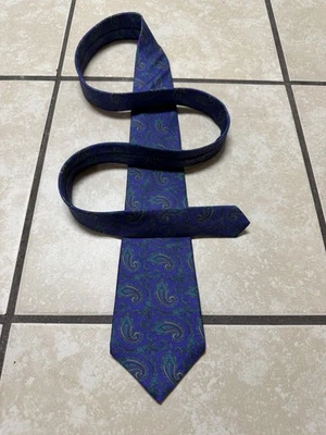 Мужской 100% шелковый галстук HATHAWAY 55 1/2 дюйма x 3 1/2 дюйма дизайнерский ПЕЙСЛИ синий/фиолетовый - Изображение 1 из 4