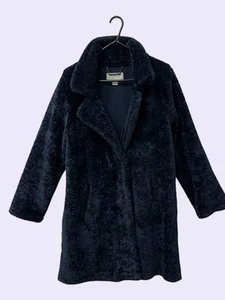 Excellent Condition Michael Kors Women's Navy Teddy Fur Coat Size M - Picture 1 of 3
