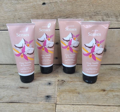 Crema de manos acogedora de vainilla y coco Avon Senses 2,5 fl oz lote de 4 Foto 1 de 4