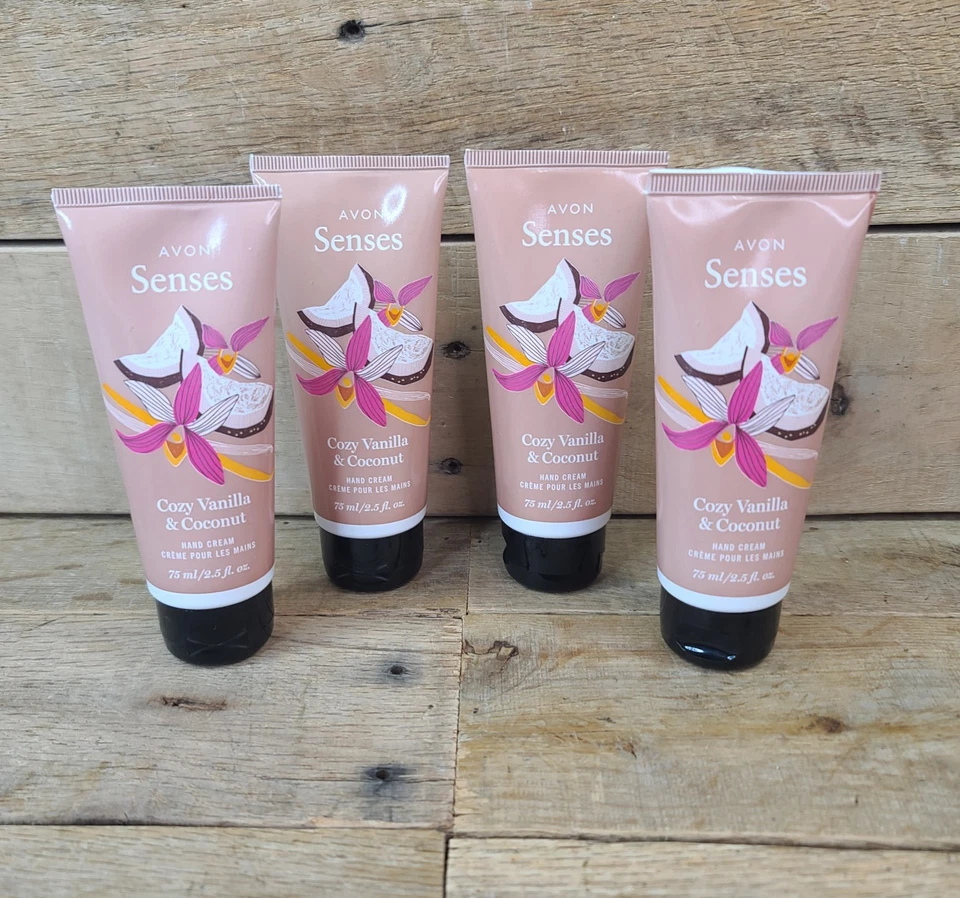 Avon Senses Cozy Vanilla & Coconut Hand Cream Tubes 2.5 Fl Oz Ea