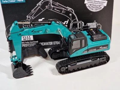 Amewi 22501 Rc Bagger G704E Vollmetall 1:14 Petrol Rc Kettenbagger Baufahrzeug - Bild 1 von 4