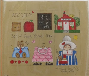 HANDPAINTED NEEDLEPOINT - School Theme Collage by Sandy Jenkins (8) - Picture 1 of 1