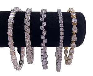 Lote de 5 pulseras de tenis de plata de ley .925. Lote.69 - Imagen 1 de 10
