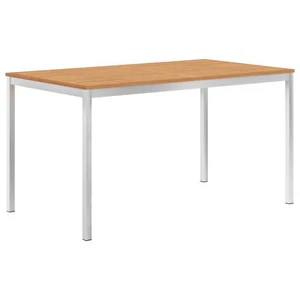 Garden Dining Table 140x80x75 Solid Teak Wood and Stainless Steel E2Y4 - Picture 1 of 5