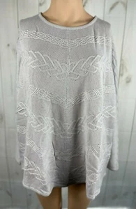 Neu mit Etikett Avenue hellgrauer Langarm-Pullover mit Zopfmuster – Größe 26/28 - Bild 1 von 5