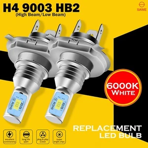 2x H4 9003 LED Headlight Kit High/Low Beam 6000K White Fog Light Bulbs 8000LM - Picture 1 of 7