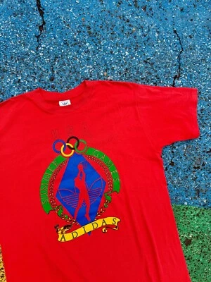 Vintage 80s Adidas USA Olympic Summer Games Basketball Graphic Shirt USA L/XL - Image 1 of 4