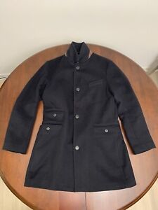 Pre-Owned Billy Reid Astor Top Coat Lined Black James Bond Made in Italy Mens XL