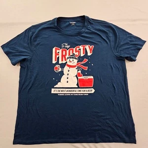 Camiseta Stay Frosty Navidad Cerveza Azul Manga Corta Mezcla Algodón Para Hombre 2XL - Imagen 1 de 8