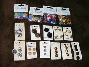 Assorted Color & Material New Buttons on Cards & Packaged , 1/4" to 9/8"  - Picture 1 of 8