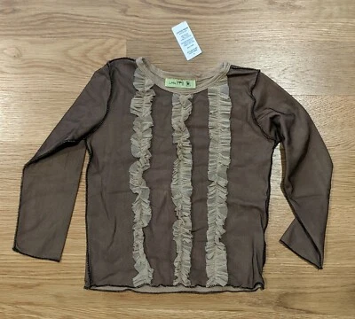 Saia jeans Little Mass marrom bronzeado malha renda tamanho 4 lavagem alvejante 6x   - Imagem 1 de 3