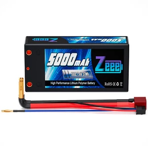 Zeee 2S Shorty Lipo Battery 5000mAh 7.4V 100C 4mm Bullet to T Plug for RC Car - Picture 1 of 6