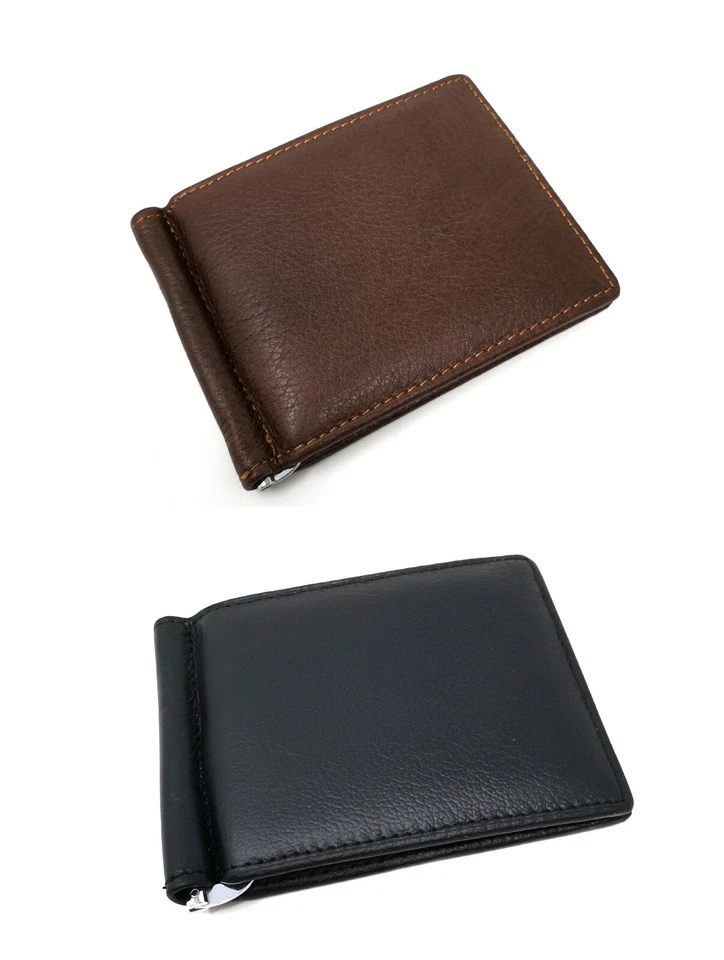 PORTAFOGLIO CLIP FERMASOLDI UOMO PELLE NERO PORTA CARTE DI CREDITO SLIM CONTANTI - Immagine 1 di 1