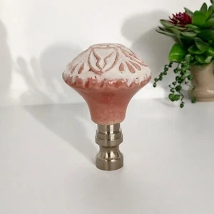 Set of 2 Gorgeous porcelain Lamp shade finials. Harp Toppers - Pink/White - Picture 1 of 2