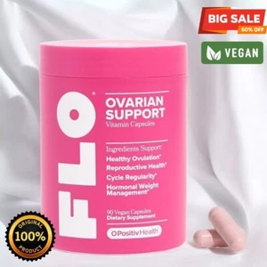 FLO Ovarian Support Vitamin 90 Vegan Capsules Dietary-Supplement Hormone-Balance - Picture 1 of 9