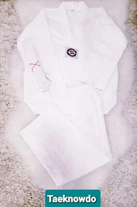 Taekwando Uniform Kids Sz: 0/140 With White Belt, Excellent Condition. - Picture 1 of 6