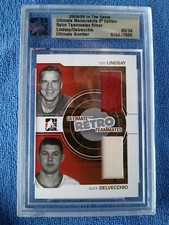2008/09 IN THE GAME TED LINDSAY/ALEX DELVECCHIO GAME USED JERSEYS .
