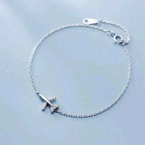 0.13CT Shiny White Sapphire Fabulous Airplane Shape Party Wear Women's Bracelet - Picture 1 of 8