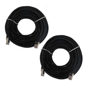 2 x Black 60ft Cat5e RJ45 Cat5 Ethernet Network Cable for Routers, Computers,DVR - Afbeelding 1 van 8