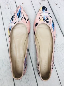 J Crew Women's Abstract Print Ballet Flats Bow Retro Point Toe Slip On Size 11 - Picture 1 of 11
