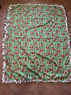 FOOTBALL Handmade Fleece Blanket with White Back - Image 1 of 4