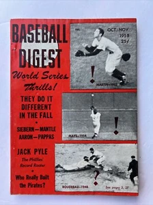 Vintage Oct-Nov 1958 Baseball Digest Magazine World Series Thrills Willie Mays - Picture 1 of 8