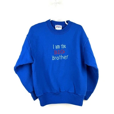 Sudadera Hanes Big Brother Vintage Stlye Cuello Redondo Juvenil Pequeña Azul Bordada Foto 1 de 4