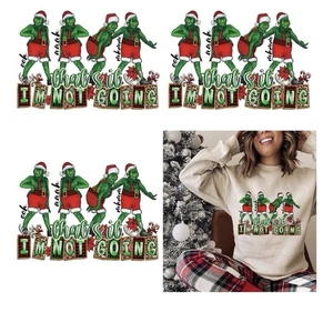 3 Stück Grinch Film Bügelbild Transfer Aufkleber T-Shirt Kleidung Tasche Kissen 24” x 16” - Bild 1 von 6